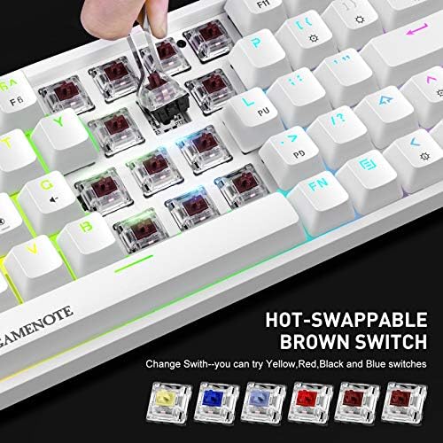 GAMENOTE 60% mehanička tastatura 64 tasteri RGB programabilna tastatura za igre Gateron Brown prekidači,