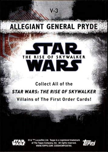 2020 TOPPS Star Wars Raspon Skywalker serije 2 negativci prvog reda VF-3 Allegiant General Pryde trgovačka