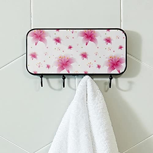 Flowers ružičasti ljimiranje romantičnog print kaput nosač zida, ulazni kaput nosač sa 4 kuka za kapute kaputi za ručnik torbica ogrtači kupaonica u kupaonici dnevni boravak