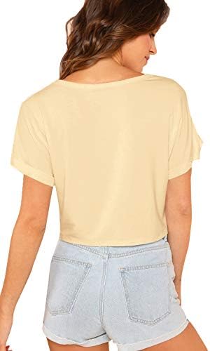 SweatyRocks ženski Casual okrugli vrat kratki rukav Soild Osnovni Crop Top T-Shirt