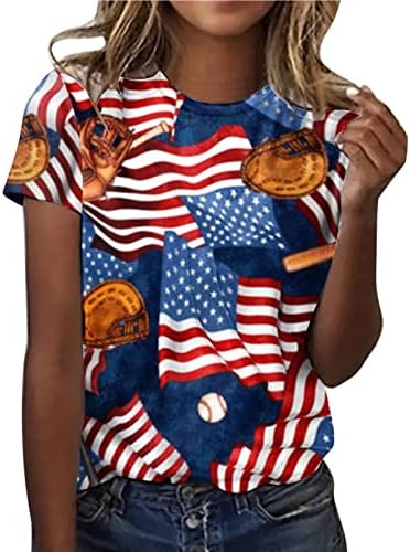 Majice Muškarci Žene Amerika Zastava Print O Vrat Vrhovi Kratki Rukav Okrugli Vrat Tee Shirt Slojevito Dugi