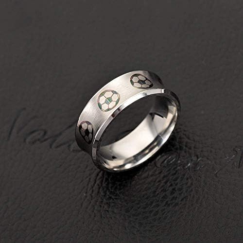 HSQYJ muški 8mm prsten od nehrđajućeg čelika emajl nogomet nogomet uzorak brušeni finiš Cool vjenčanje angažman