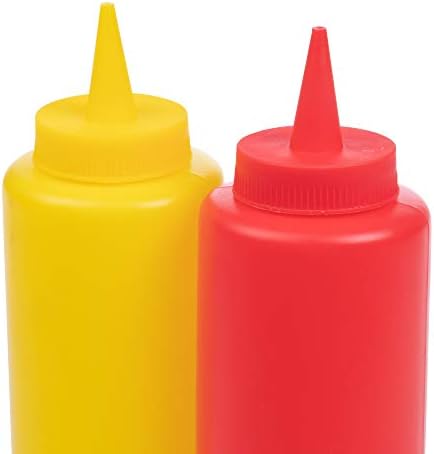 Kečap i senf Squeeze boca Combo Pack | 2-pack 16-oz Red & žuta Plastična kuhinjski sto začin Squirt dozatori