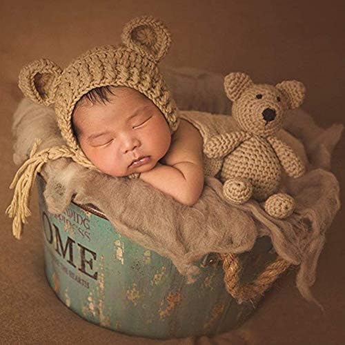 Novorođene fotografije za novorođenčad heklani Dječaci Djevojčice pletene igračke za medvjede sa šeširom