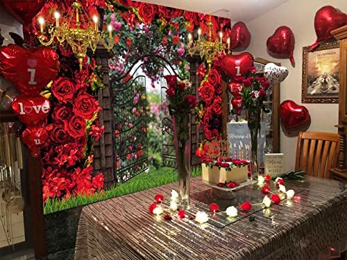 2023 Spring Red Flower Garden Backdrop 7x5ft Majčin dan Retro Rose Wall fotografija pozadina vjenčanje svadbeni