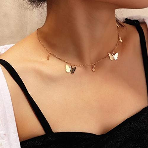 Adflyco Boho leptir ogrlica zlatni privjesak ogrlice lančani nakit podesiv za žene i djevojke