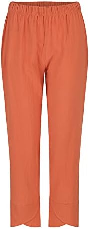 Kcjgikpok Plus Size Capri helanke, ravno nogavica elastični struk Casual Lanen Capris pantalone sa džepovima