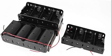 X-DREE 5 kom crne plastike 4 x 1.5 V D baterije 2 žice držač baterije slučaj (5 piezas de plástico negro