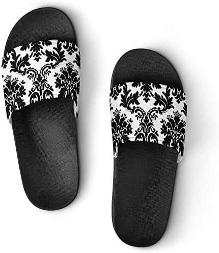 Crno-bijele Damast kućne sandale neklizajuće papuče otvorenih prstiju za masažu tuš Banje