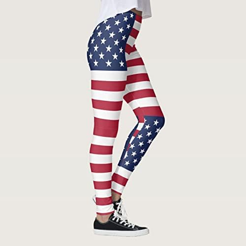 Četvrti julske gamaše za žene Patriotska američka zastava Stretch Buttery Mekane hlače za trčanje nogu joge