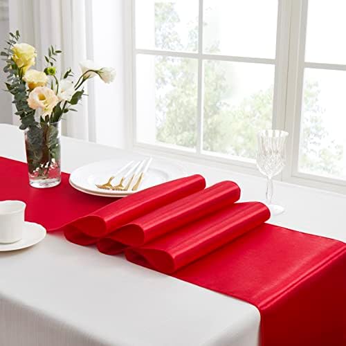 Counfeisly 4pcs Red Satin table Runners 12 x 108, elegantan i glatka svilenkasta tkanina Tabela dekor za