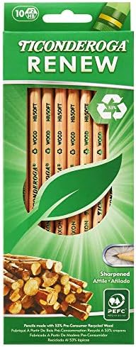 Ticonderoga obnovite olovke sa drvenim kućištima, 2 HB meke, prirodne, 10 tačaka