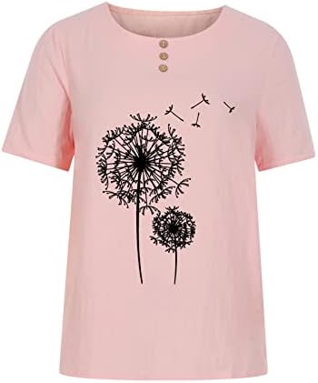 Bluza TEE za Lady Jesen Ljetna odjeća modni kratki rukav posteljina pamučna posada za vrat prema dolje grafička