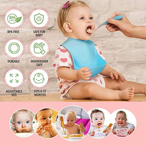 2 pakovanja silikonskih bebi Bibs za bebe & amp; mala deca, vodootporna, meka, BPA besplatno, Lako čišćenje