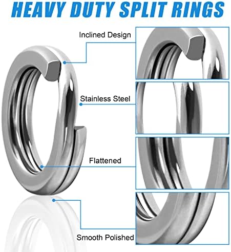 Ribolov Split Set prstena, 200pcs nehrđajući čelik namamljivi prstenovi za laganost dvostruka spljoštena