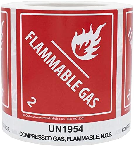 UN1954 komprimirani plin, zapaljiv, klasa opasnosti 2 Pred-tiskane naljepnice, 4 x 4,75 inča, 500 ukupnih