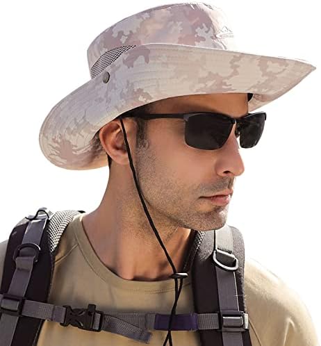 Muška kapa za sunce na otvorenom UPF50+ mrežasta Safari kapa sa širokim obodom sklopivi vodootporni Boonie