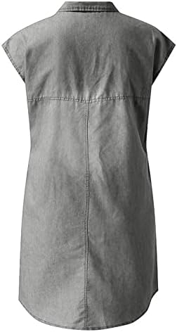 HTHJSCO ženska traper košulja haljine bez rukava dugme za rever dole Jean haljina kratka Mini haljina Casual