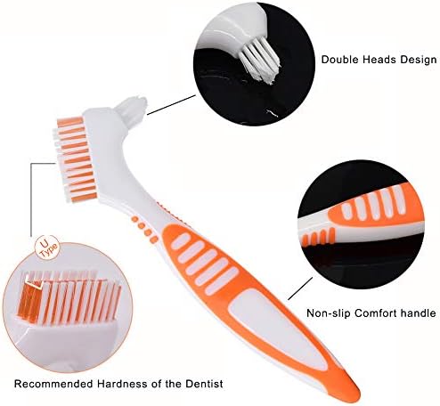 Angzhili 3 kom četka za čišćenje proteza, prenosiva četka za proteze dvostrana četka za čišćenje lažnih