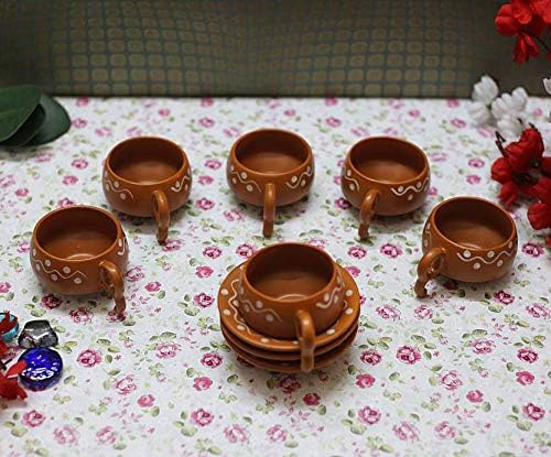 Odishabazaar čaj čaja sa tanjurom od 6 | Čajne šalice sa 6 mikrovalnih sefa
