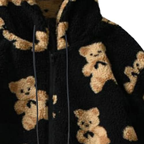 Tifzhadiao Slatka medvjedi dukseva za žene, ženska pulover sherpa dukseva za djevojke s kapuljačom s kapuljačom