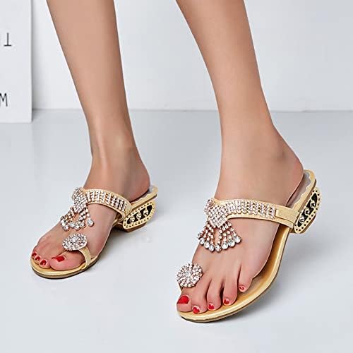 Papuče za žene unutarnji i vanjski modni Rhinestone Summer Spring Heel Hollow Summer Flip Flops Sandals