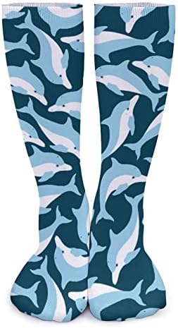 WEEDKEYCAT Ditsy delfini jedrenje u Plavu debele čarape novost Funny Print grafički Casual toplo sredinom
