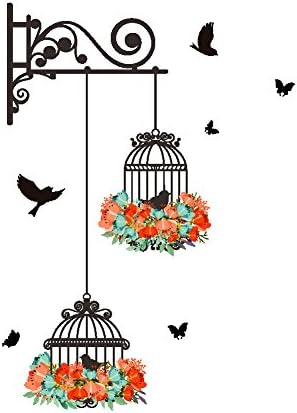 Poorminer Birdcages cvijeće zidne naljepnice Flying Birds, vinilne zidne naljepnice za dječiju sobu rasadnik