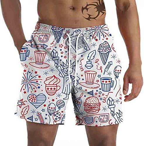 Bmisegm ljetne kratke hlače za plažu za muškarce muške grafičke hlače za plažu povremene hlače 3D Zastava četvrtog jula Muška ploča od ananasa