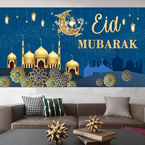 Eid Mubarak ukrasi, velika tkanina muslimanska ramadan kareem Backdrop Banner Ramadan Mubarak potpisao je