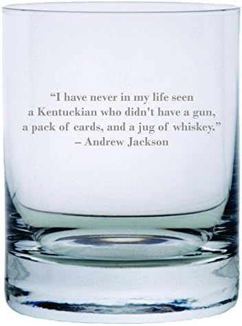 Andrew Jackson Quote Etched 11oz Stolzle New York Crystal Rocks Glass