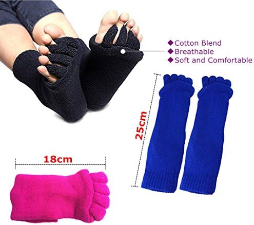 ReachTop Toe Separator Socks, 3 para čarapa za poravnanje stopala Yoga teretana masaža Toeless Socks Pain