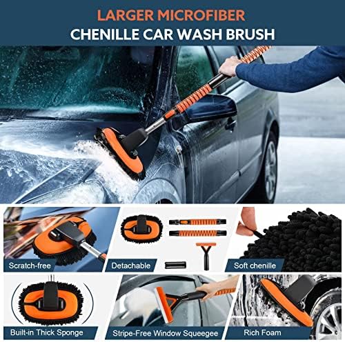 Qunlei četka za pranje automobila sa dugim ručkama - odvojivi Chenille, produžni stup sa špele za čišćenje