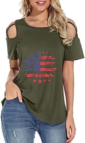 Majice za Dan nezavisnosti, ženske šuplje kratke rukave majice sa američkom zastavom Print majice 4. jula