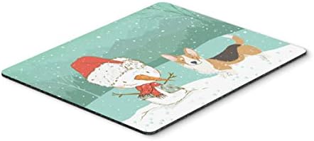 Caroline's Blisures CK2062MP TRICOLOR CARDIGAN CORGI SNOWMAN božićni jastučić za miša, vruća jastučić ili