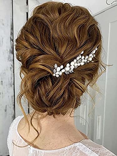 EASEDAILY Pearl Bride Wedding Hair Vine Silver Crystal traka za glavu komad Rhinestone Headpieces Bridal