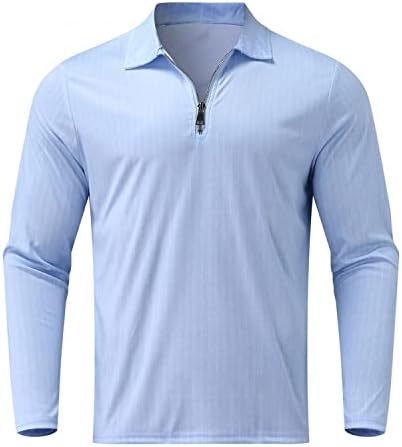 XXBR polo majice za muškarce, muška golf majica dugih rukava mišićne vrhove prugasti otisak 1/4 zipper rever tee big & visoka košulja