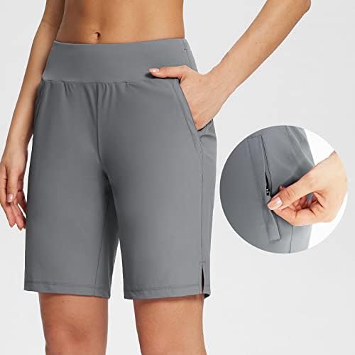 Baleaf ženska koljena dugačka kratke hlače za trčanje Bermuda kratke hlače 9 Zip džepovi visokih struka