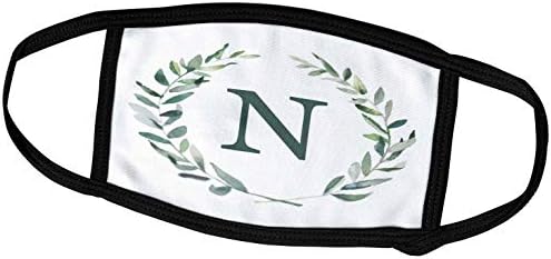 3drozni vijenac s monogramom početno slovo n zeleno na bijeloj boji. - maske za lice