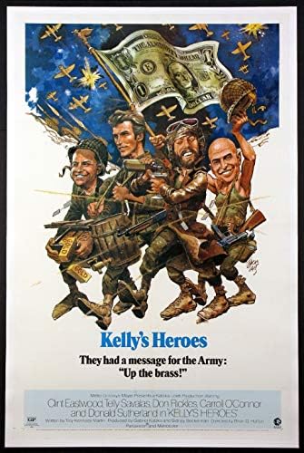 Kelly's Heroes Clint Eastwood Jack Davis Art 1970 Original 27x41 Jedan list Poster Linen unazad