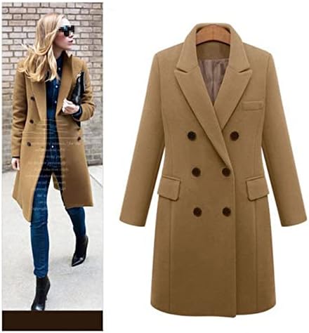 Jesenski zimski kaput ženske ležerne vunene jakne Blazers elegantni dvostruki grudi dugi kaput dame plus