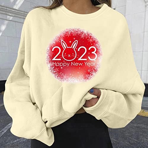 2023 Ležerne prilike za tiskane majice Žene modne prevelike prevelike dukseve modne dugih rukava slatka labava tunika TOP bluza