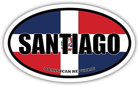Santiago Dominikanska republika zastava Oval naljepnica Vinil Bumper naljepnica 3x5 inča