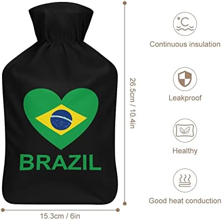 Ljubav Brazil Vruća boca za boce za vodu gumenim ubrizgavanjem s toplim plišnim poklopcem za bolove u krevetu