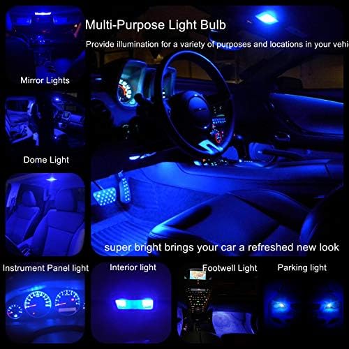 WLJH Bright Blue T10 194 168 LED žarulje za unutrašnjost automobila Kupovsku kupolu Karta Ljubaznost Bočni