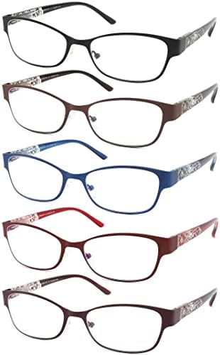 Naočare za čitanje sa blokiranjem plavog svjetla 5 paketa modni metalni čitači računara punog okvira sa