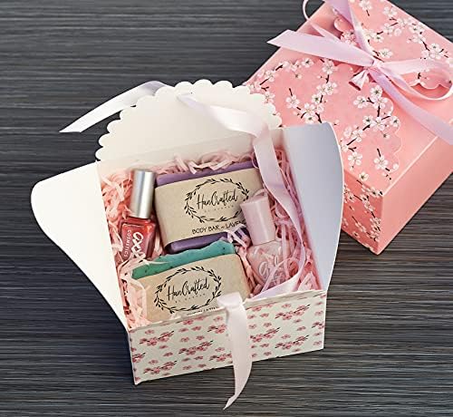 Hayley Cherie-kvadratne poklon kutije sa vrpcama - 5,8 x 5,8 x 3,7 inča - kartica debljine 400gsm - za kolačiće,