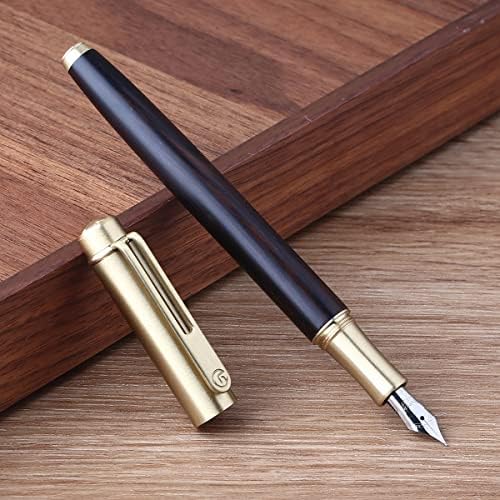 EROFA Majohn M7 olovka za drvo sa mesinganim olovkom Cap Fine Nib, crna ručno rađena drvena olovka za pisanje