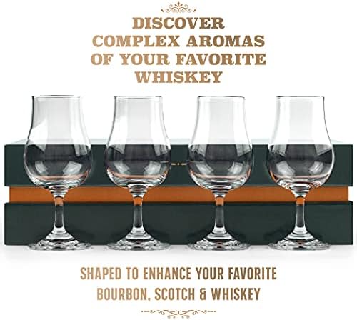 Naočare za degustaciju viskija, viskija, Burbona / Set od 4 Kristalna Sniftera | Profesionalni 4 oz tulipan