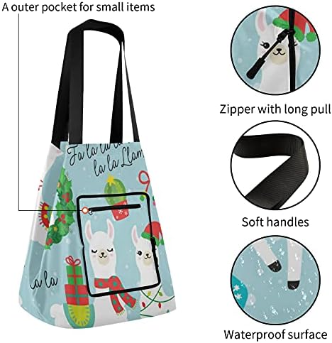 Slatka Lama Alpaca Božićni praznici sklopiva torba za rame za višekratnu upotrebu torba za namirnice teška
